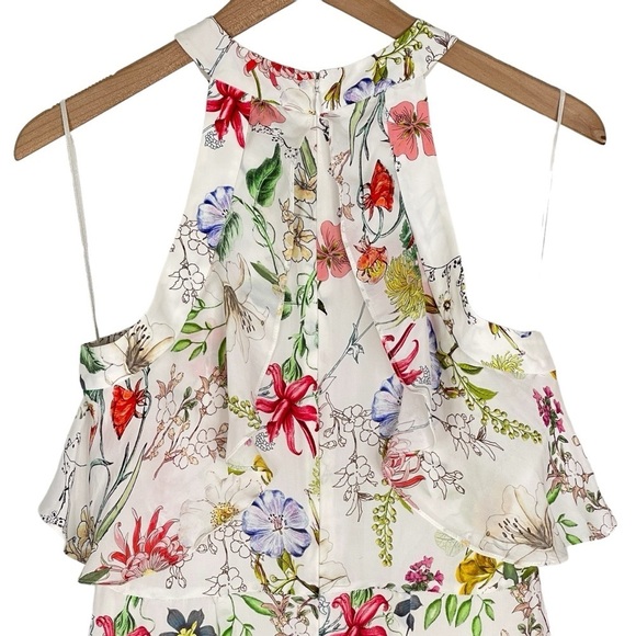 Parker Dress Womens 4 Floral Maxi Fillipa Silk Ruffle Wedding Guest Event Gown - Picture 7 of 11